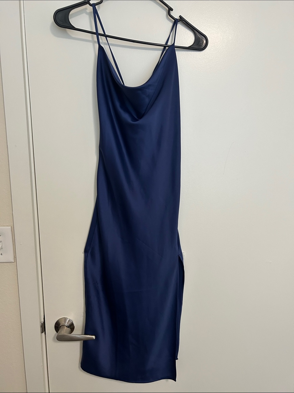Forever 21 Blue Cowl Neck Silk Midi Dress
